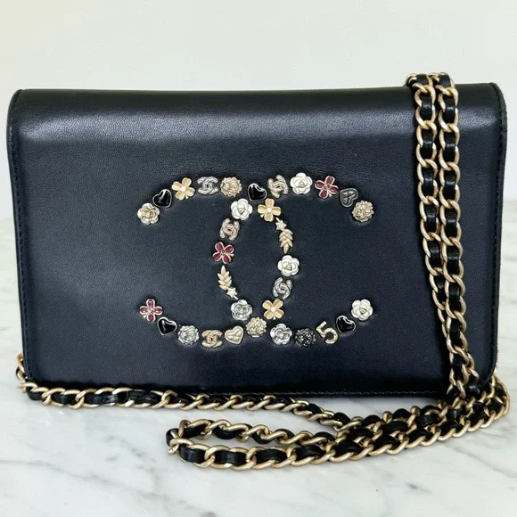 Chanel Wallet On Chain EXTREMELY RARE Lucky Charms Black Calfskin Crossbody Bag - Picture 2 of 16